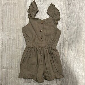 Kids Olive Green Ruffle Romper